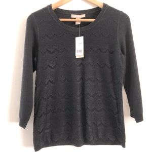 NWT Banana Republic black top with lace front sz S